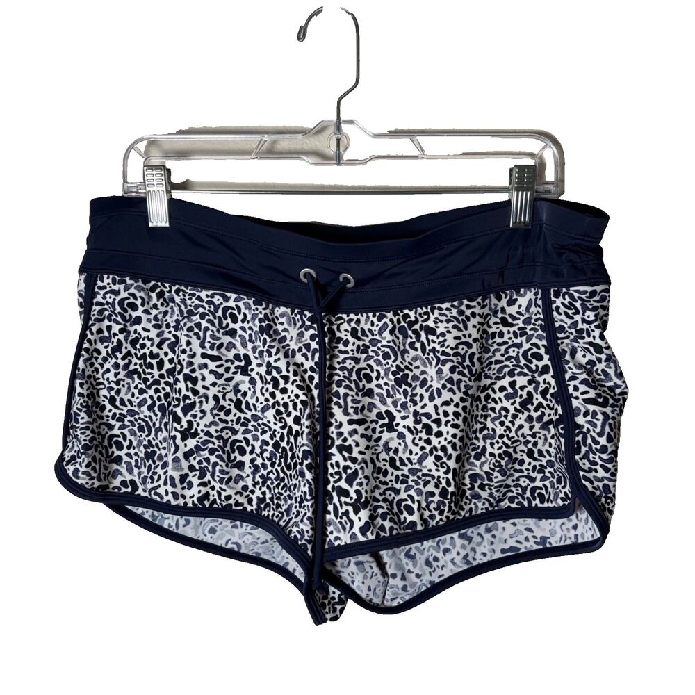 Athleta Swim Shorts Women's Large Navy Blue Pull-On Kata Drawstring Bottoms